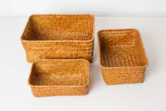 SET x3 CANASTOS "ZALAY" RECTANGULARES DE MIMBRE - comprar online