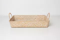 Imagen de BANDEJA DE MIMBRE "ZALAY" BAJA CON MANIJAS
