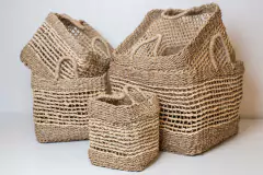 Imagen de CANASTO "BAGGY" DE FIBRAS NATURALES CON MANIJAS "S"