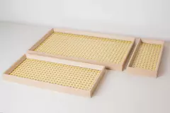 BANDEJA RECTANGULAR "SUECIA" DE MADERA CON ESTERILLA "S" BAJA - comprar online