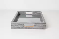 Imagen de BANDEJA DE MADERA "SILANA" CON ASAS "M" BASE DECO