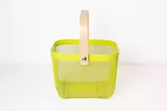 CANASTO "ZABELLE" DE METAL CON MANIJA DE MADERA - tienda online