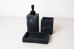 Imagen de DISPENSER "DEREK" DE MARMOL ASPERO NEGRO 19cm