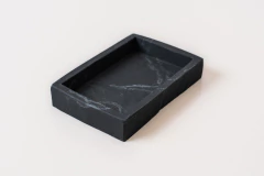 JABONERA "DEREK" DE MARMOL ASPERO NEGRO 14cm - comprar online