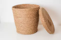 CANASTO SEAGRASS "INDIANA" REDONDO "L" ALTO CON TAPA - tienda online