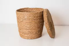 Imagen de CANASTO SEAGRASS "INDIANA" REDONDO "M" ALTO CON TAPA