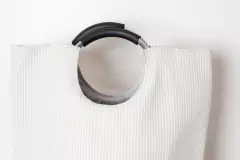 CESTO PARA ROPA "LAUNDRY" DE TELA RAYAS BEIGE - comprar online