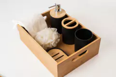 Imagen de SET x4 PARA BAÑO NORDICO BAMBOO RAYAS