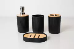 SET x4 PARA BAÑO NORDICO BAMBOO RAYAS - Marian Todo Organizado