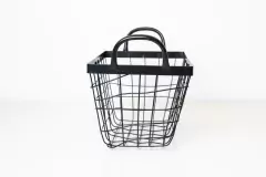 CANASTO METALICO "IBIZA" RECTANGULAR ALTO CON MANIJAS NEGRO "L"