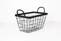 CANASTO METALICO "IBIZA" RECTANGULAR ALTO CON MANIJAS NEGRO "L" en internet