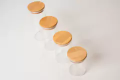 FRASCO DE VIDRIO "CAPRI" CON TAPA DE BAMBOO REDONDA 65x120 #11 en internet