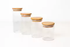 FRASCO DE VIDRIO "CAPRI" CON TAPA DE BAMBOO REDONDA 65x120 #11 - Marian Todo Organizado