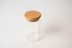 Imagen de COMBO x8 FRASCOS DE VIDRIO "CAPRI ESPECIEROS" SURTIDOS CON TAPA DE BAMBOO REDONDA