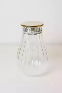 JARRA "LILI" DE VIDRIO CON ONDAS Y TAPA DORADA - comprar online