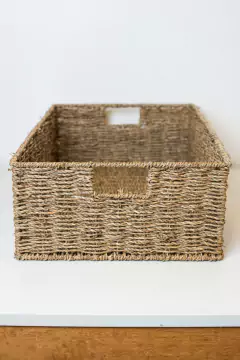 CANASTO DE SEAGRASS "ITAPEMA" RECTANGULAR CON ASAS "XXL"