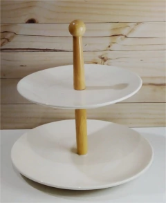 BANDEJA DOBLE POSA TORTAS "GRECIA" DE CERAMICA