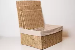 CAJA CON TAPA "GIRONA" Y LIENZO "S" BEIGE #2 - comprar online