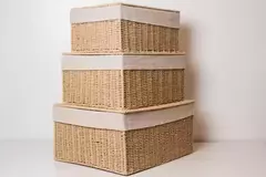 Imagen de CAJA CON TAPA "GIRONA" Y LIENZO "M" BEIGE #2
