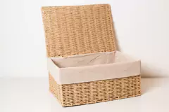 CAJA CON TAPA "GIRONA" Y LIENZO "S" BEIGE - comprar online