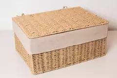 CAJA CON TAPA "GIRONA" Y LIENZO "S" BEIGE #2 en internet