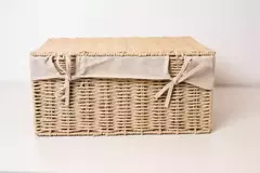 CAJA CON TAPA "GIRONA" Y LIENZO "S" BEIGE #2 - tienda online