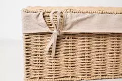 CAJA CON TAPA "GIRONA" Y LIENZO "M" BEIGE #2 - tienda online