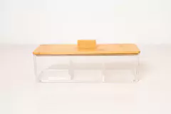 CAJA DE ACRILICO “ISABELLA BEAUTY” CON 3 DIVISIONES Y TAPA