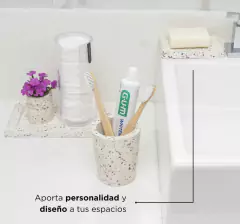 DISPENSER "TERRY" DE TERRAZO BLACK CON PLATEADO CILINDRICO - tienda online