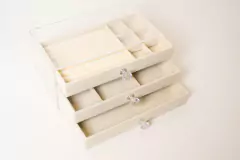 ORGANIZADOR / ALHAJERO "CORCEGA" CON 3 CAJONES Y DIVISIONES AFELPADO - tienda online