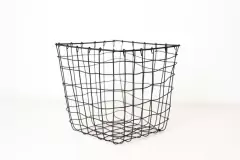 CANASTO METALICO "PAULI" CUADRADO GRIS "M" - comprar online