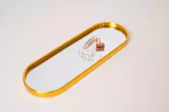 BANDEJA OVALADA ESPEJADA "SHEIK" CON BORDES DORADOS - tienda online