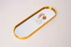 BANDEJA OVALADA ESPEJADA "SHEIK" CON BORDES DORADOS