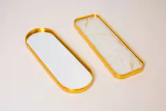 BANDEJA OVALADA ESPEJADA "SHEIK" CON BORDES DORADOS - comprar online