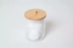 ORGANIZADOR "ISABELLA BEAUTY" PORTA HISOPOS / ALGODON "S" CON TAPA DE BAMBOO - Marian Todo Organizado