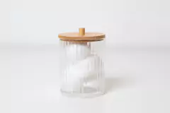 ORGANIZADOR "ISABELLA BEAUTY" PORTA HISOPOS / ALGODON "S" CON TAPA DE BAMBOO - comprar online