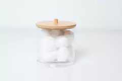 ORGANIZADOR "ISABELLA BEAUTY" PORTA HISOPOS "L" CON TAPA DE BAMBOO