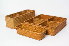 ORGANIZADOR RECTANGULAR "ZALAY" DE MIMBRE "S" SIN DIVISIONES - Marian Todo Organizado