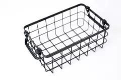 CANASTO DE METAL "VALENCIA" NEGRO "M" CON MANIJAS - tienda online