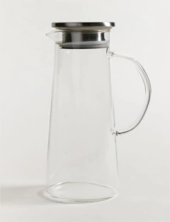 JARRA DE VIDRIO "CADIZ" LISA CON TAPA DE ACERO CON FILTRO Y MANIJA DE VIDRIO REDONDEADA 1.4 LTS - comprar online