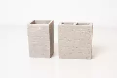 PORTA CEPILLOS "ZENA" DOBLE DE POLIRESINA PARA BAÑO - Marian Todo Organizado