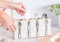 ORGANIZADOR DE CUBIERTOS Y UTENSILLOS "COUVERTS" DE MADERA CON 4 DIVISIONES - tienda online
