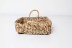 SERVILLETERO / CANASTA SEAGRASS "GLAMY" CON MANIJAS NATURAL "S" - Marian Todo Organizado