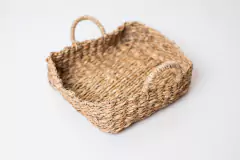 SERVILLETERO / CANASTA SEAGRASS "GLAMY" CON MANIJAS NATURAL "S" - comprar online