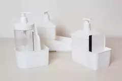 Imagen de DISPENSER "HYLIUM 3" BLANCO CON PORTA ESPONJA Y ESPATULA RASPADORA