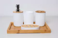 Imagen de SET x4 PARA BAÑO NORDICO BAMBOO RAYAS