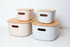 Imagen de CAJA OVALADA "ESTOCOLMO" "L" CON TAPA DE BAMBOO