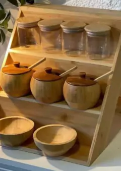 ORGANIZADOR ESCALERITA “VALSEN” 3 ESTANTES BAMBOO CON PARANTE