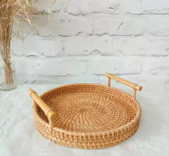 BANDEJA "MIZUKI" DE FIBRAS NATURALES CON MANIJAS DE MADERA GRANDE "L" en internet