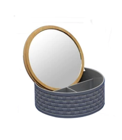 ORGANIZADOR DE ALHAJAS CON ESPEJO CIRCULAR CUADROS - tienda online